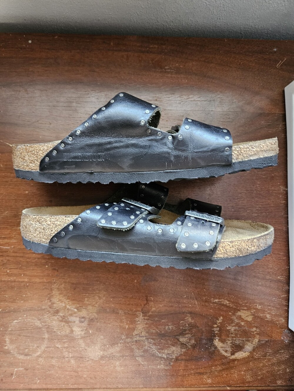 Birkenstock Arizona Black Leather Injected Rivets 40 R - Picture 3 of 5